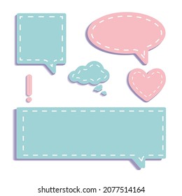 bubble set cute.Collection of vector speech bubbles and communication thoughts.Cartoon empty text box clouds. Funny abstract different shapes of balloon.