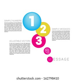 Bubble shape CMYK edition of an abstract geometric vector simple menu with three elements for ranking, web design, brochure, infographics, listing or touchscreen layout for numbering & navigation