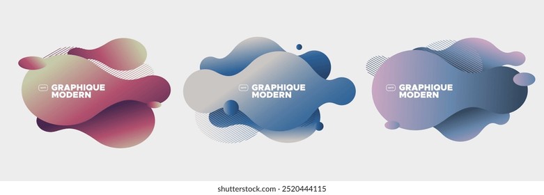 Bubble shapes with gradient color. Modern badges set. Abstract shapes composition. Eps10 vector.