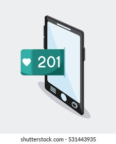 bubble smartphone heart social media icon