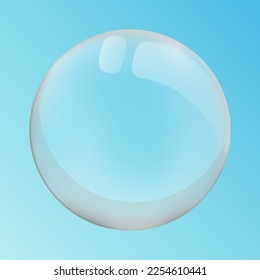 Bubble. Soap bubble in gray tones on a blue gradient. Bubble vector illustration.