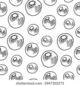Bubble soap Vector seamless Pattern. Outline illustration of underwater Background. Black and white line art. Hand drawn graphic sketch. Linear drawing of water with air