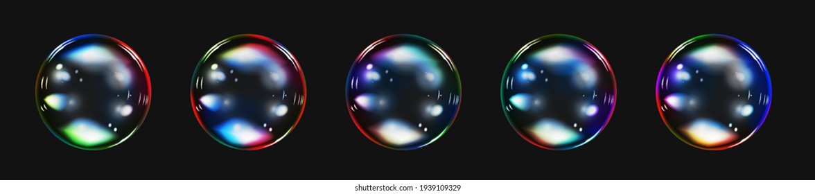 Bubble soap. Vector set isolated on black background