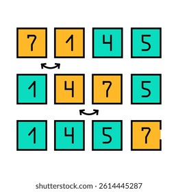bubble sort algorithm line icon vector. bubble sort algorithm sign. isolated symbol illustration