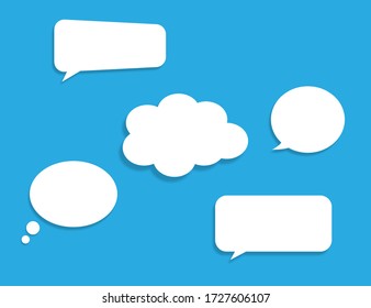 Bubble speach stickers in flat design with shadow. Message or chat cloud icons. Dialouge mockup in modern design. Template of conversation sign. Speech bubbles set. Vector EPS 10.