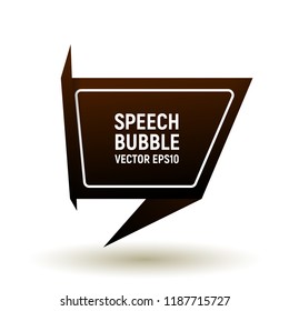 Bubble speech brown. Vector illustration. 3d icon