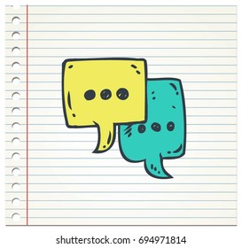 Bubble speech or chatting doodle icon isolated