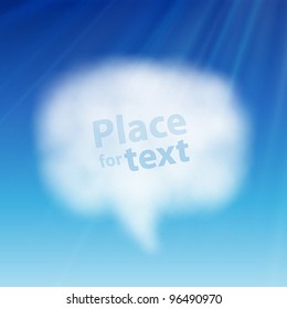 Bubble for speech — cloud in the blue sky. Vector illustration.