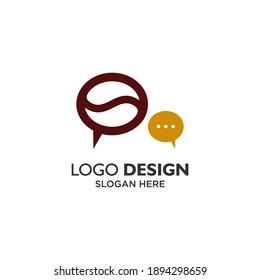 Bubble speech and coffee beans for cafe and drink logo design