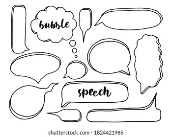 Colección de discursos de burbujas. Diseño de comunicación. Comentario del balón social.Ilustración vectorial.