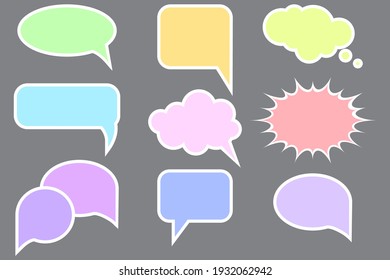 Bubble Speech Colored. Vector Illustration. Round Shape. Sticker Design. Stock Image. EPS 10.