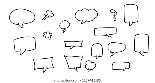Bubble speech comic set hand drawn doodle style