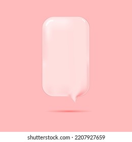 bubble speech design template, icon isolated with pink 3d realistic color