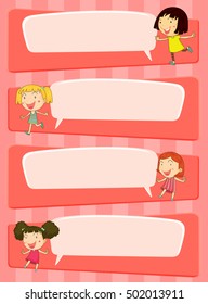 Bubble speech designs with children illustration