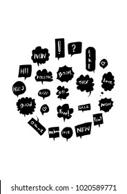 Bubble speech doodle illustration circle form on a4 paper wallpaper line sketch style