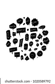 Bubble speech doodle illustration circle form on a4 paper wallpaper line sketch style