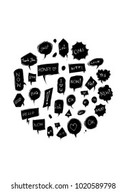 Bubble speech doodle illustration circle form on a4 paper wallpaper line sketch style