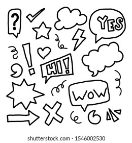 Bubble speech doodle style hand drawing isolated design