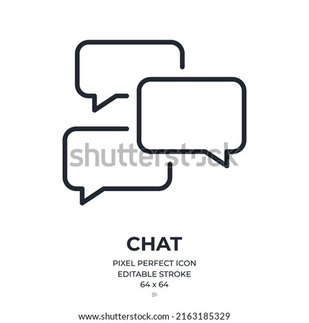 Bubble speech editable stroke outline icon isolated on white background flat vector illustration. Pixel perfect. 64 x 64.