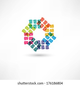 bubble speech emotions color in circle