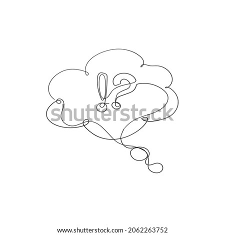 bubble speech with exclamation and question mark illustration vector in continuous line drawing