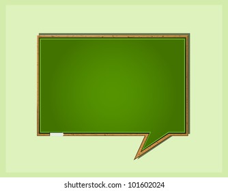 Bubble Speech in Form of Green Wooden School Blackboard. Vector Icon