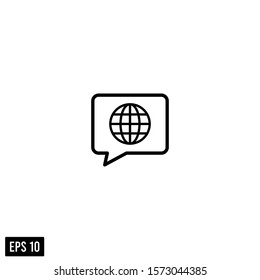 bubble speech and globe icon vector logo template