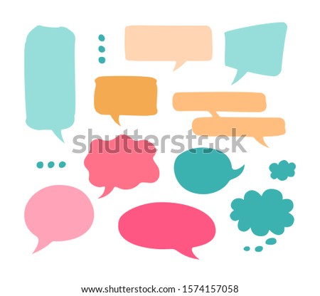 Bubble speech hand draw style template. Blank message clouds for chat, comics or banners.