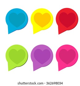 bubble speech heart shape Colorful speech bubbles. Collection