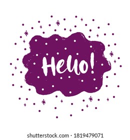 Bubble speech hello communicate. Hand drawn doodle. Vector illustration.