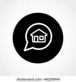 bubble speech house Icon Isolated on White Background