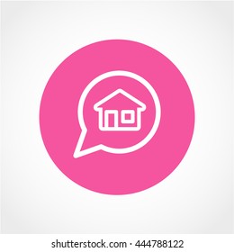 bubble speech house Icon Isolated on White Background