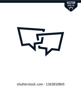 Bubble speech icon collection in glyph style, solid color vector