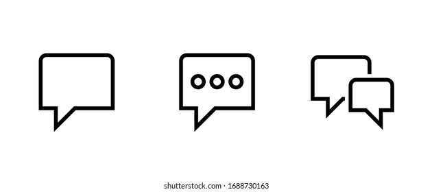 Bubble Speech icon. Editable Line Vector. Three flat signs Chat and Messages with black outline.