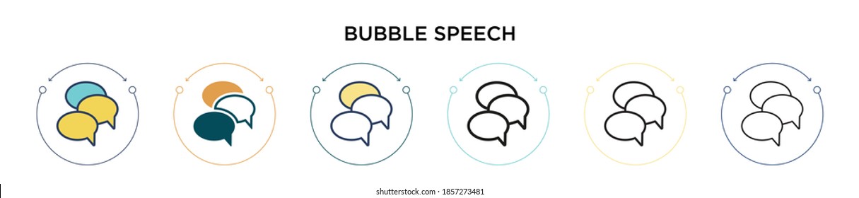 Bubble speech icon in filled, thin line, outline and stroke style. Vector illustration of two colored and black bubble speech vector icons designs can be used for mobile, ui, web