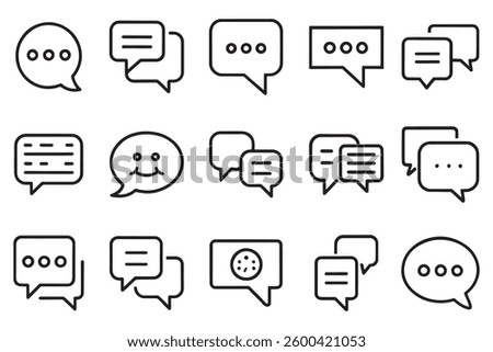 Bubble speech icon set editable stroke outline isolated flat vector illustration on white background