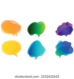 Bubble speech icon set. Talk phrases, online chat clouds with different words, conversation, quote balloon tag, text dialog, cartoon style. Vector illustration isolated on white background. EPS 10.
