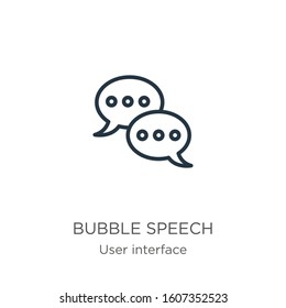 Bubble speech icon. Thin linear bubble speech outline icon isolated on white background from user interface collection. Line vector sign, symbol for web and mobile