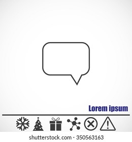 Bubble speech icon.Bonus icons: snowflake, Christmas tree, gift, molecule, delete icon and Hazard warning attention sign.