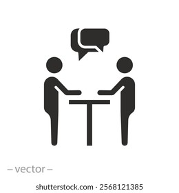 bubble speech interview, people group dialog icon, two person talk, human meeting, flat vector illustration