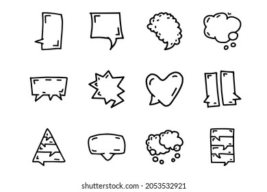 Bubble speech line vector doodle simple icon set