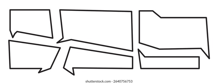 Bubble speech line vector icon. Chat symbol, dialog or message balloon, speak cloud shape, conversation box silhouette, think balloon pictogram, comment illustration set