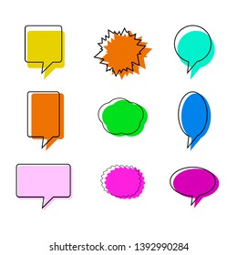 bubble speech painted with paints on a white background. colored funny bubble spits
