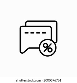 discurso de burbuja con el icono de porcentaje. ilustración vectorial de icono de negociación