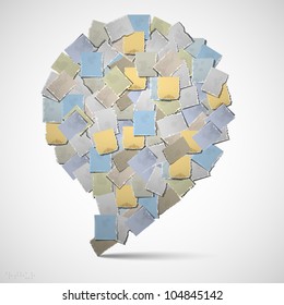 Bubble for speech of pieces of old paper