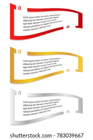 bubble speech quote box template set with red gold and silver color isolated background