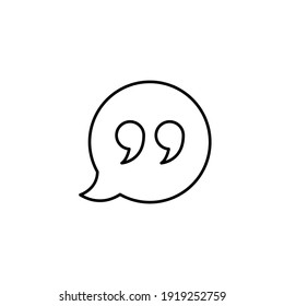 Bubble Speech With Quote Mark Line Icon. Testimonials And Customer Relationship Management Concept. Simple Outline Style. Vector Illustration Isolated On White Background. EPS 10.