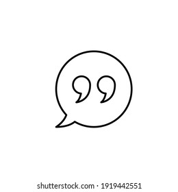 Bubble Speech With Quote Mark Line Icon. Testimonials And Customer Relationship Management Concept. Simple Outline Style. Vector Illustration Isolated On White Background. EPS 10.