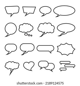 Sprechblase-Satz von 16, bezogen auf Chat-App, Kommunikation oder Konversation, Symbol-Design-Element für Websites, Print-Design oder App