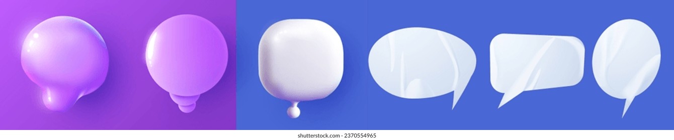Bubble Sprachform in weißer Papierstruktur. 3D-Symbol für weiße Sprachblase. Flache und 3D-grafische Vektorgrafik einzeln auf weißem Hintergrund.